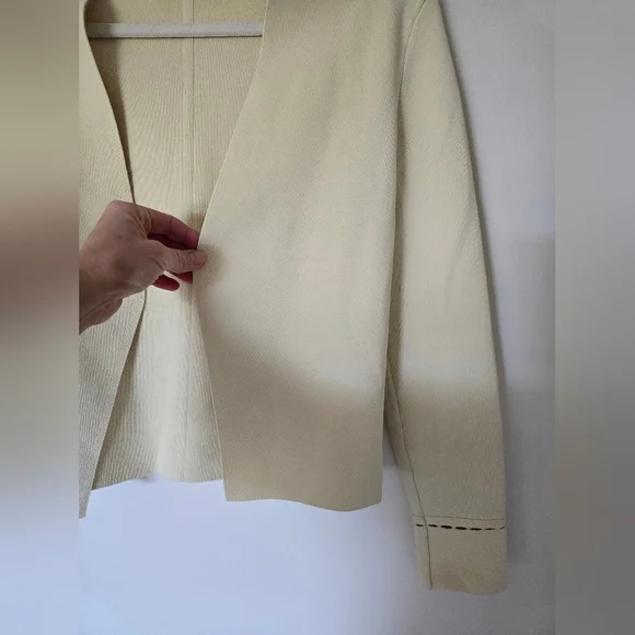 MM Lafleur Cardigan Woolf Blazer Womens Size Small Cream Open Front Jardigan - Picture 10 of 13